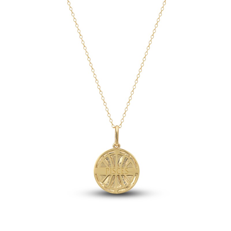 Main Image 3 of Diamond Pisces Zodiac Pendant Necklace 1/10 ct tw Round 14K Yellow Gold