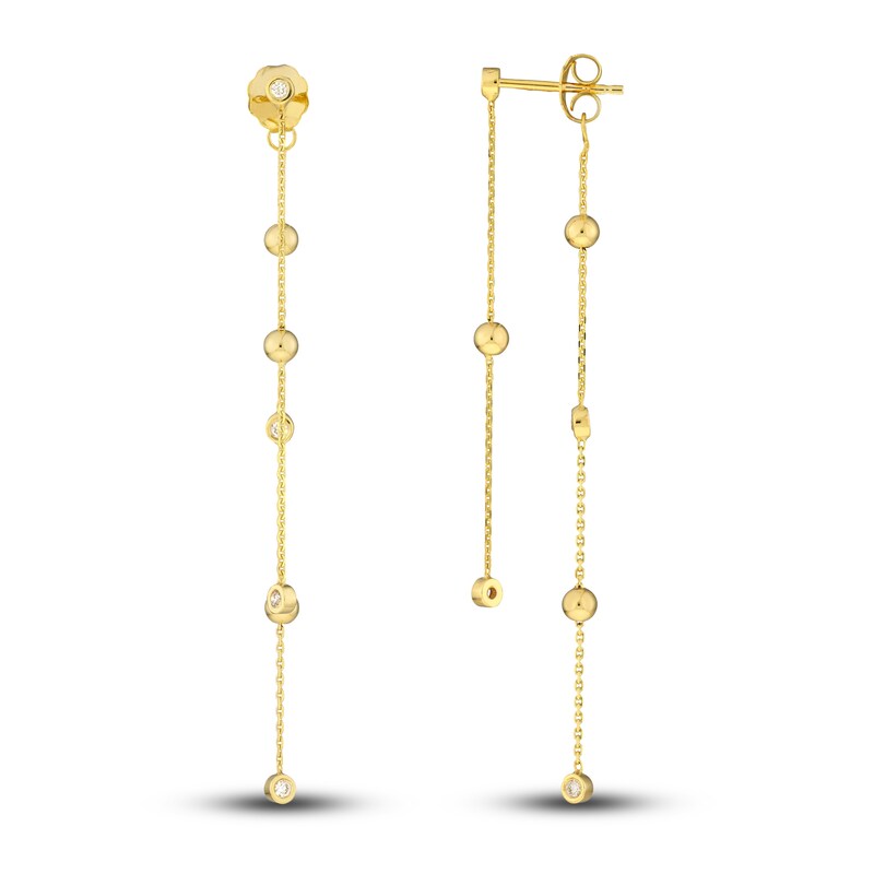 Diamond Drop Earrings 1/10 ct tw Round 14K Yellow Gold