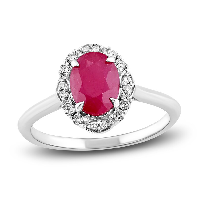 Main Image 1 of Natural Ruby Engagement Ring 1/8 ct tw 14K White Gold