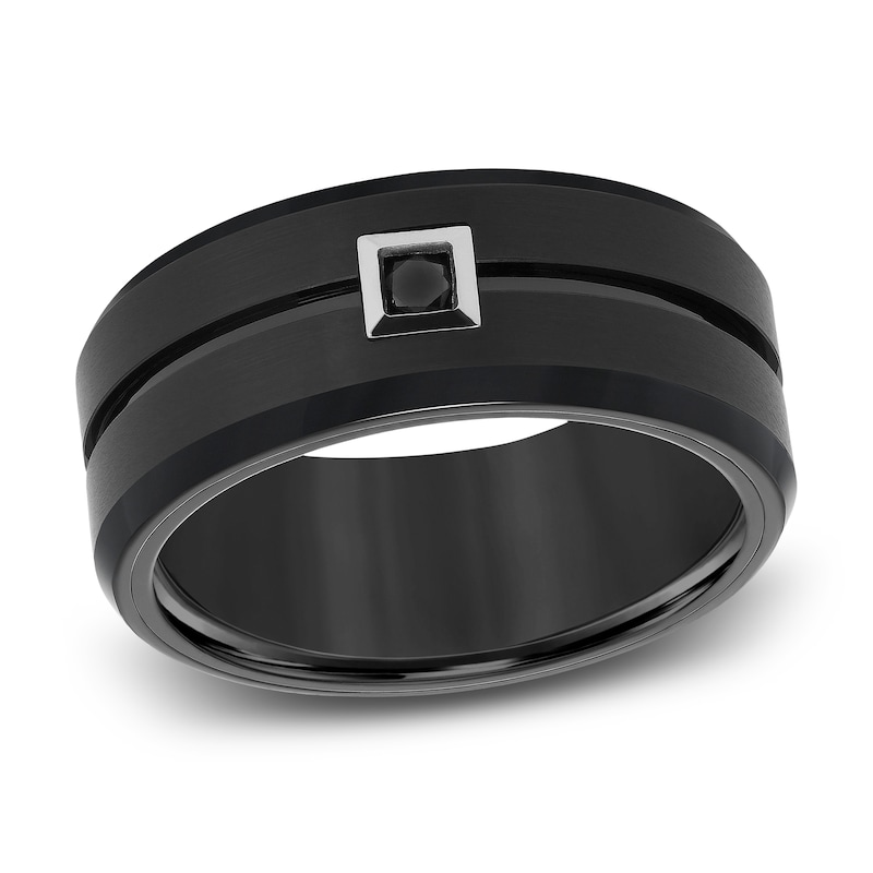 Main Image 1 of Black Diamond Wedding Band 1/10 ct tw Round Tungsten