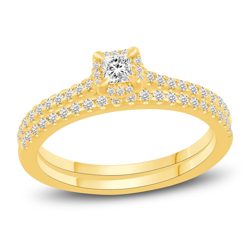 Diamond Bridal Set 1/2 ct tw Princess/Round 14K Yellow Gold