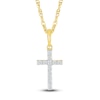 Thumbnail Image 1 of Diamond Cross Pendant Necklace 1/15 ct tw Round 10K Yellow Gold 18"