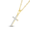 Thumbnail Image 2 of Diamond Cross Pendant Necklace 1/15 ct tw Round 10K Yellow Gold 18"
