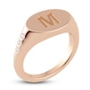 Thumbnail Image 1 of Juliette Maison Diamond Engravable Initial Signet Ring 1/8 ct tw Round 10K Rose Gold
