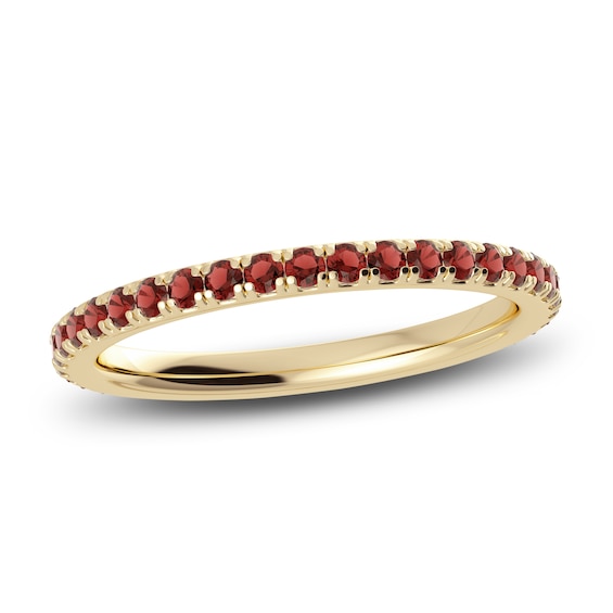 Juliette Maison Natural Garnet Eternity Ring 10K Yellow Gold