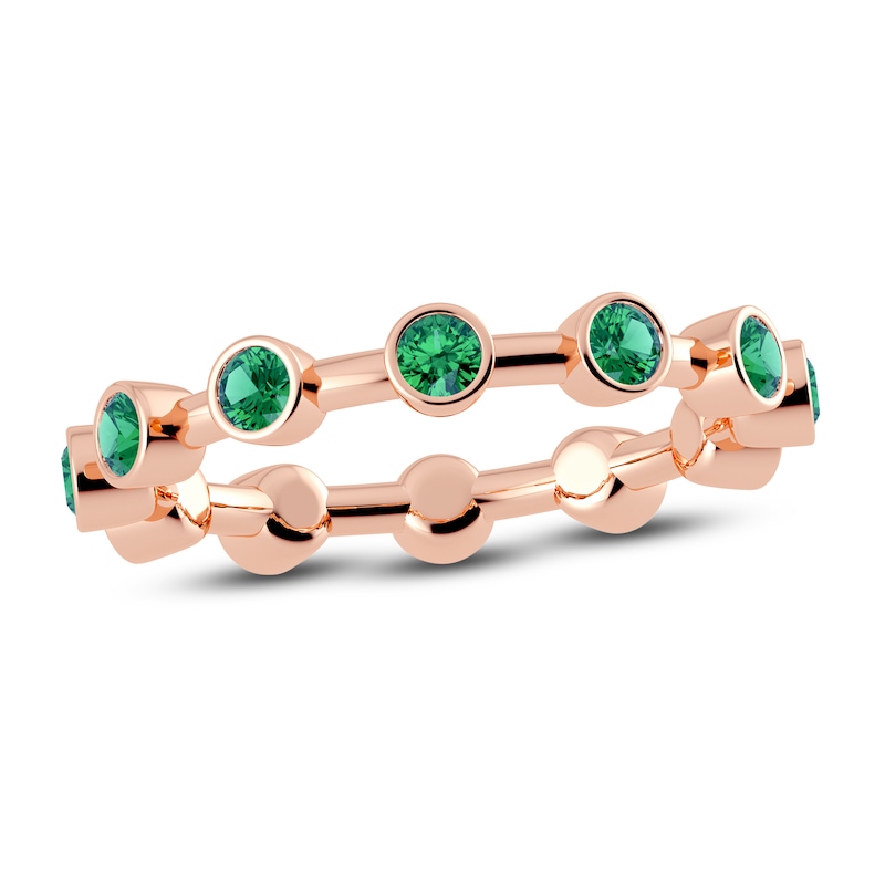 Main Image 1 of Juliette Maison Natural Emerald Ring 10K Rose Gold