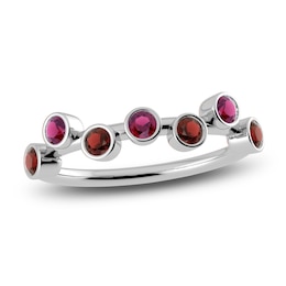 Juliette Maison Natural Garnet & Natural Rhodolite Garnet Ring 10K White Gold