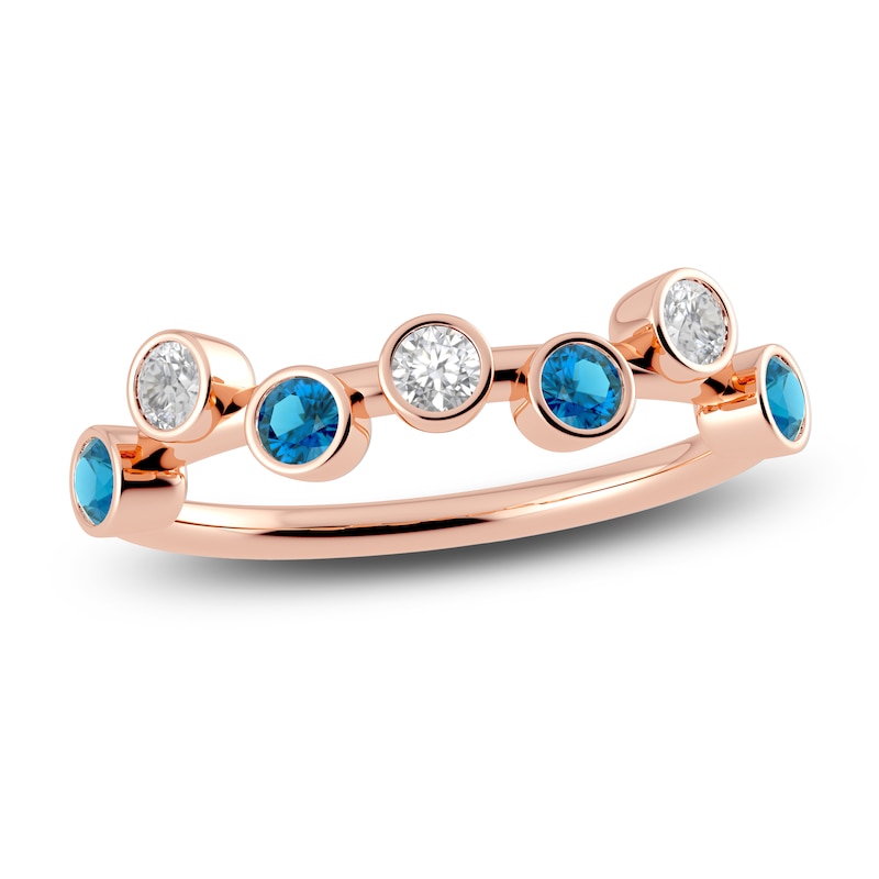 Main Image 1 of Juliette Maison Natural White Sapphire & Natural Blue Zircon Ring 10K Rose Gold