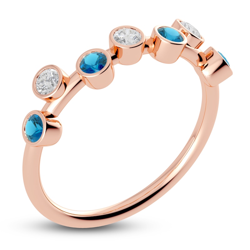 Main Image 2 of Juliette Maison Natural White Sapphire & Natural Blue Zircon Ring 10K Rose Gold