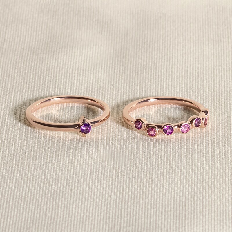 Main Image 4 of Juliette Maison Natural White Sapphire & Natural Blue Zircon Ring 10K Rose Gold