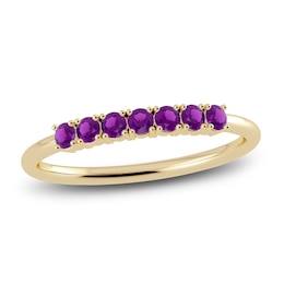 Juliette Maison Natural Amethyst Half Eternity Ring 10K Yellow Gold