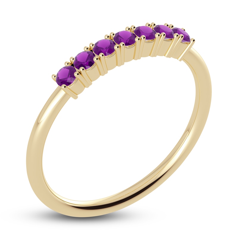 Main Image 2 of Juliette Maison Natural Amethyst Half Eternity Ring 10K Yellow Gold