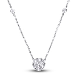 Diamond Necklace 1/3 ct tw Round 14K White Gold 16"