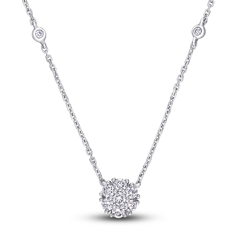 Main Image 1 of Diamond Necklace 1/3 ct tw Round 14K White Gold 16"