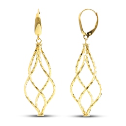 Hollow Dangle Earrings 14K Yellow Gold 55mm