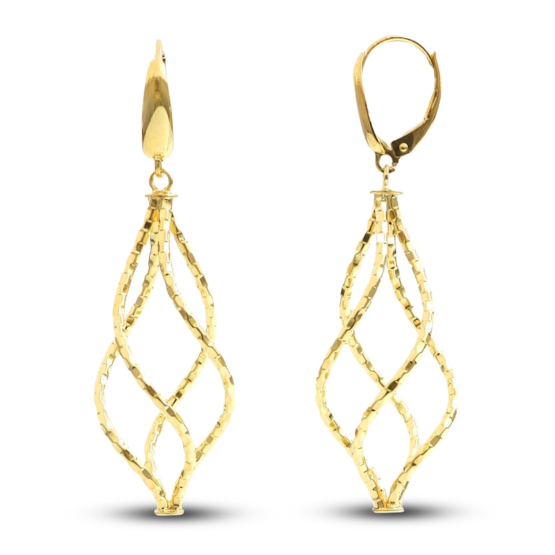 Main Image 2 of Hollow Dangle Earrings 14K Yellow Gold 55mm