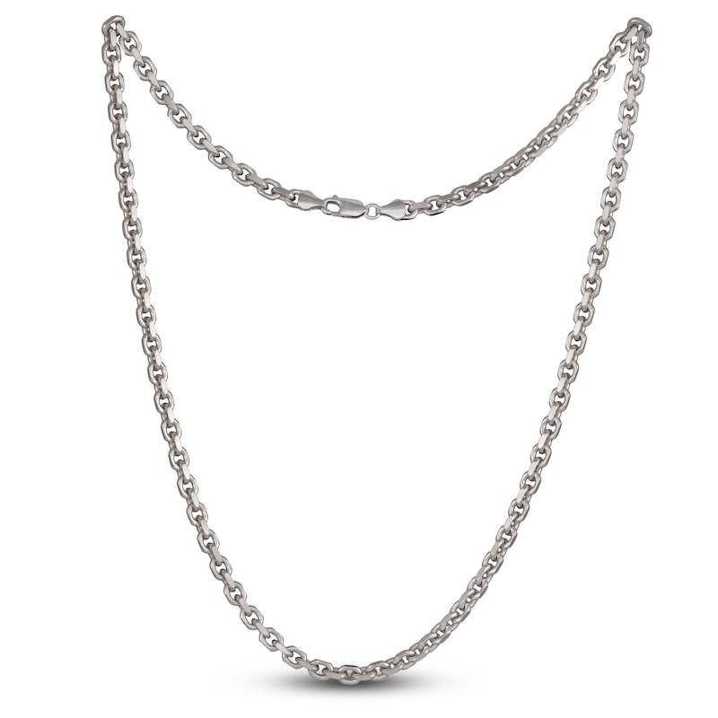 Solid Square Cable Chain Necklace Sterling Silver 24