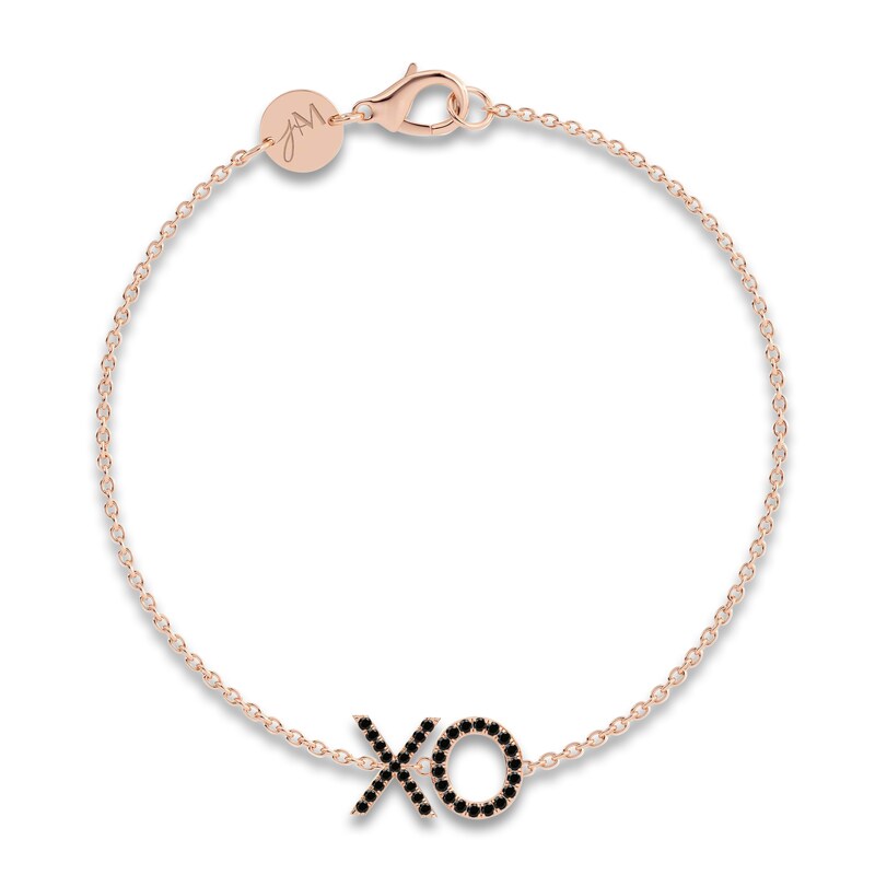 Juliette Maison Black Diamond Station Name Bracelet 1/2 ct tw Round 10K Rose Gold