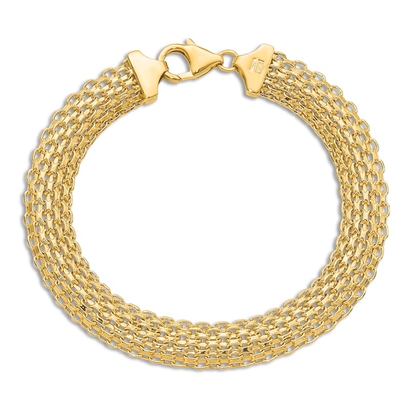 Main Image 4 of High-Polish Bismark Chain Bracelet 14K Yellow Gold 7.5"