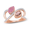 Thumbnail Image 1 of Kallati Round-Cut Natural Pink Sapphire & Oval-Cut Natural Morganite Ring 3/8 ct tw Diamonds 14K Rose Gold