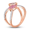 Thumbnail Image 1 of Kallati Round-Cut Natural Pink Sapphire & Oval-Cut Natural Morganite Ring 3/8 ct tw Diamonds 14K Rose Gold