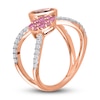 Thumbnail Image 2 of Kallati Round-Cut Natural Pink Sapphire & Oval-Cut Natural Morganite Ring 3/8 ct tw Diamonds 14K Rose Gold