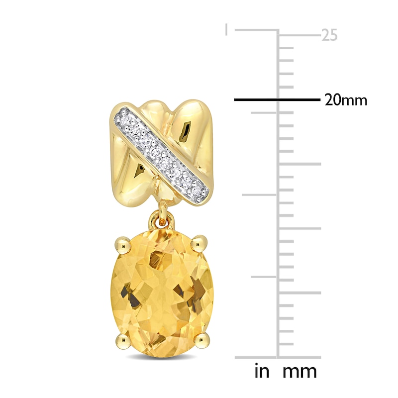 Main Image 2 of Y-Knot Natural Citrine Earrings 1/15 ct tw Diamonds 14K Yellow Gold