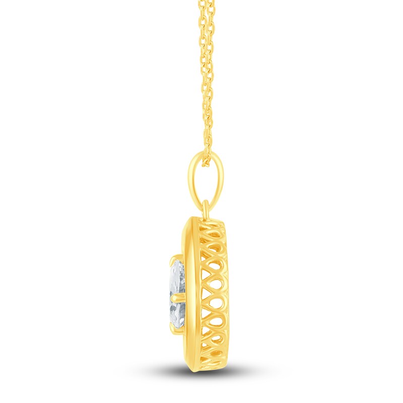 Certified Lab-Created Diamond Gold Coin Pendant Necklace 1 ct tw Oval 14K Yellow Gold 18"