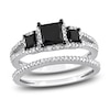 Thumbnail Image 1 of Black & White Diamond Bridal Set 1-5/8 ct tw Princess/Round 14K White Gold