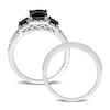 Thumbnail Image 3 of Black & White Diamond Bridal Set 1-5/8 ct tw Princess/Round 14K White Gold