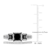 Thumbnail Image 4 of Black & White Diamond Bridal Set 1-5/8 ct tw Princess/Round 14K White Gold