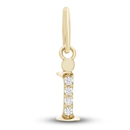 Initial I Necklace Charm Diamond Accents 10K Yellow Gold