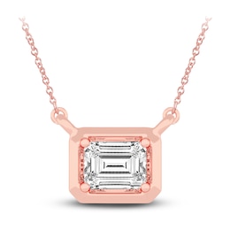 Diamond Pendant Necklace 3/8 ct tw Emerald 14K Rose Gold 18&quot; (SI2,I)