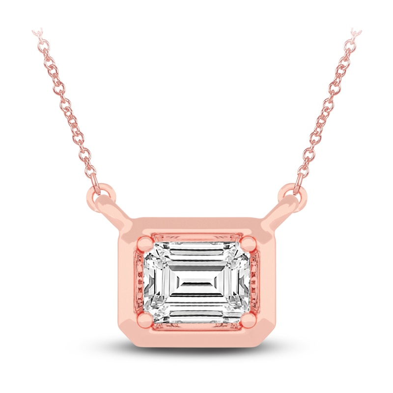 Main Image 1 of Diamond Pendant Necklace 3/8 ct tw Emerald 14K Rose Gold 18" (SI2,I)