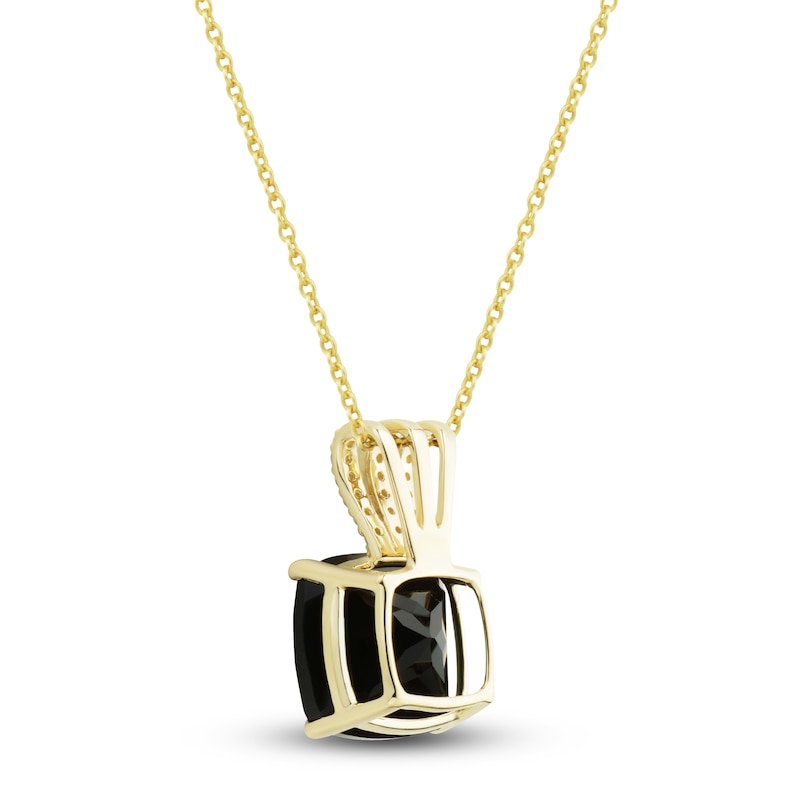 Main Image 3 of Natural Onyx Pendant Necklace 1/20 ct tw Diamonds 10K Yellow Gold 18"