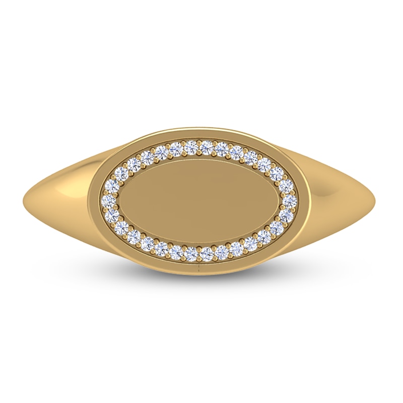 Main Image 3 of Diamond Signet Ring 1/20 ct tw Round 14K Yellow Gold