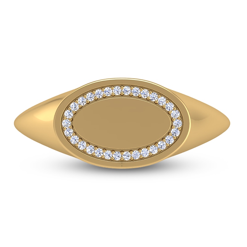 Diamond Border Dog Tag Signet Ring – loratelier