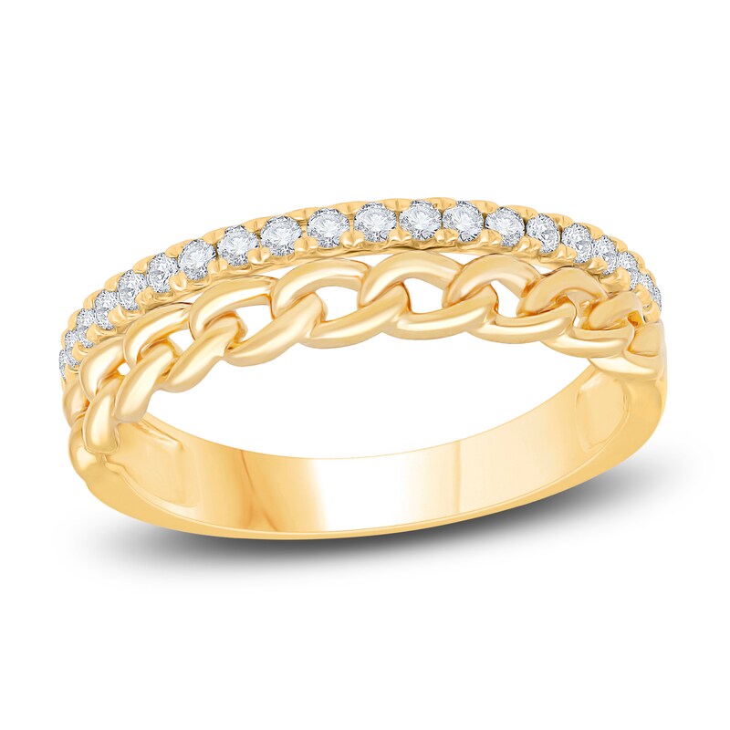 Main Image 1 of Diamond Curb Ring 1/4 ct tw Round 14K Yellow Gold