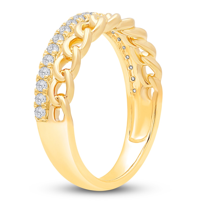 Main Image 2 of Diamond Curb Ring 1/4 ct tw Round 14K Yellow Gold