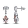 Thumbnail Image 3 of Natural Morganite Dangle Earrings 1/20 ct tw Diamonds 10K White Gold