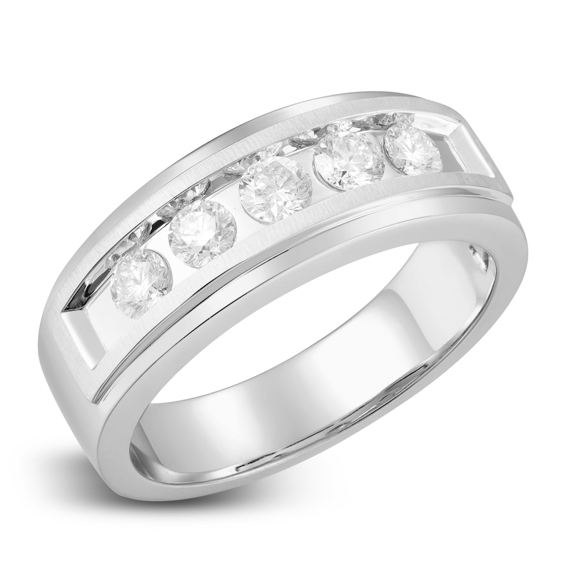 Men's Diamond Anniversary Ring 1 ct tw Round 14K White Gold