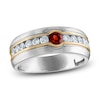 Thumbnail Image 1 of Men's Natural Garnet Anniversary Band 5/8 ct tw Diamonds 14K Two-Tone Gold