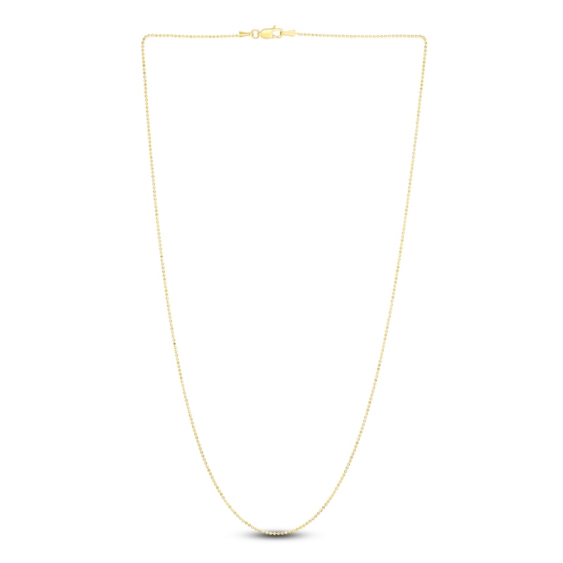 Main Image 2 of Solid Diamond-Cut Beaded Chain Necklace 14K Yellow Gold 16" 1.1mm