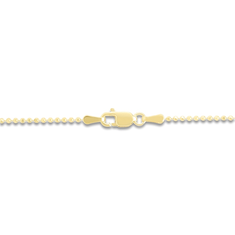 Main Image 3 of Solid Diamond-Cut Beaded Chain Necklace 14K Yellow Gold 16" 1.1mm