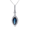 Thumbnail Image 0 of Natural Blue Sapphire Necklace 1/6 ct tw Diamonds 14K White Gold 18"
