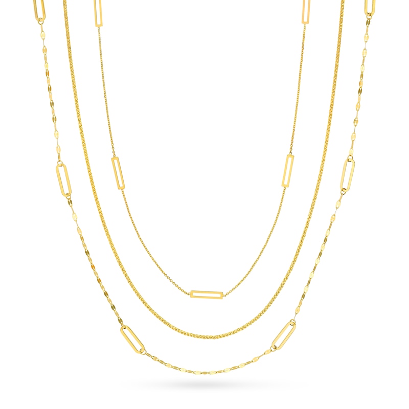 Main Image 1 of Wheat Chain Necklace Set 14K Yellow Gold