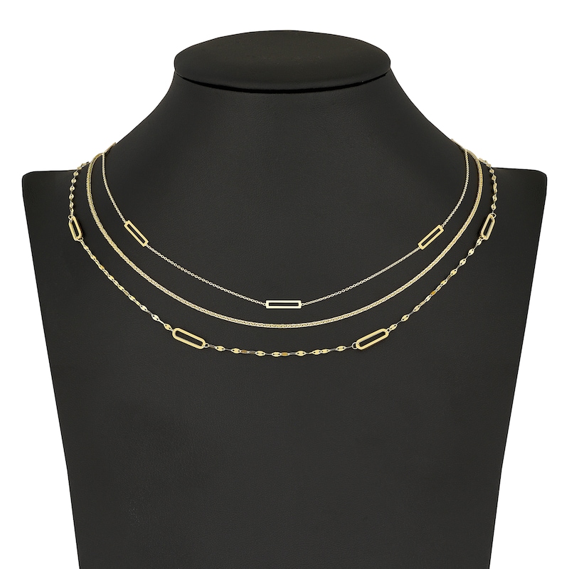 Main Image 5 of Wheat Chain Necklace Set 14K Yellow Gold