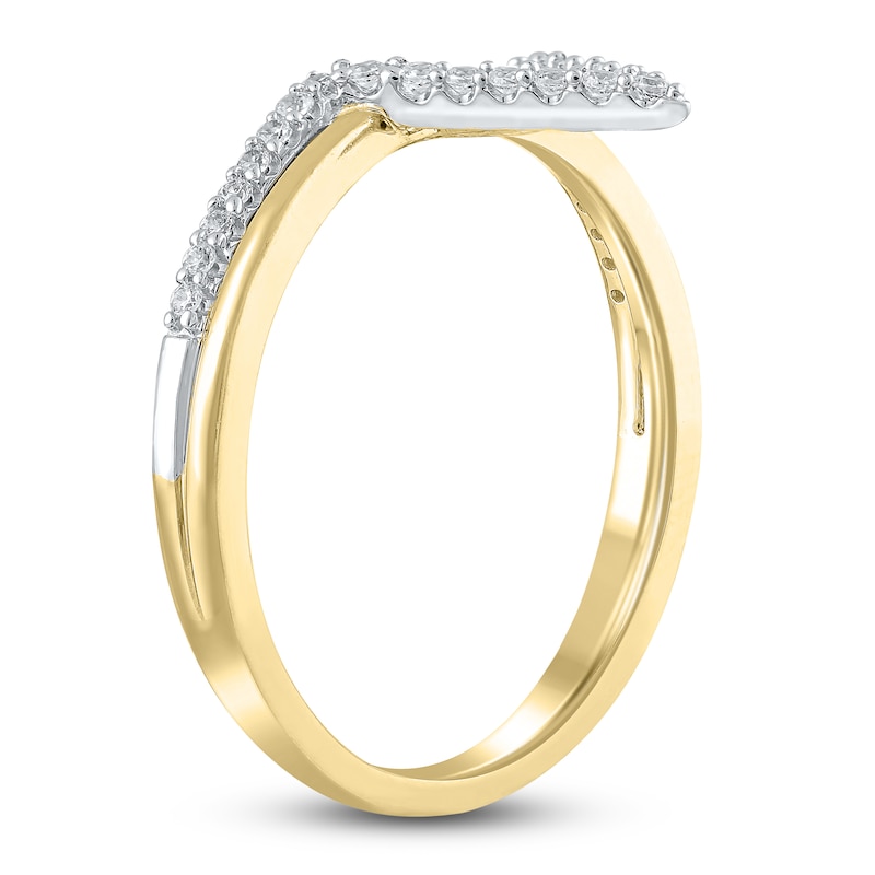 Main Image 2 of Diamond Chevron Ring 1/6 ct tw Round 14K Two-Tone Gold