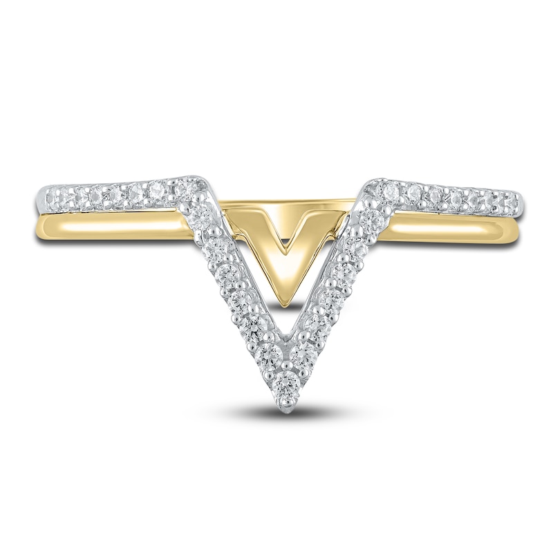 Main Image 3 of Diamond Chevron Ring 1/6 ct tw Round 14K Two-Tone Gold