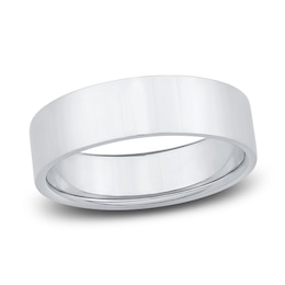 Men's Flat Wedding Band 14K White Gold 6.0mm